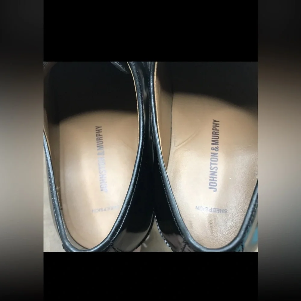 Johnston & Murphy Bradford Cap Toe $150 Men's Black Leather Dress Shoes Size 9D